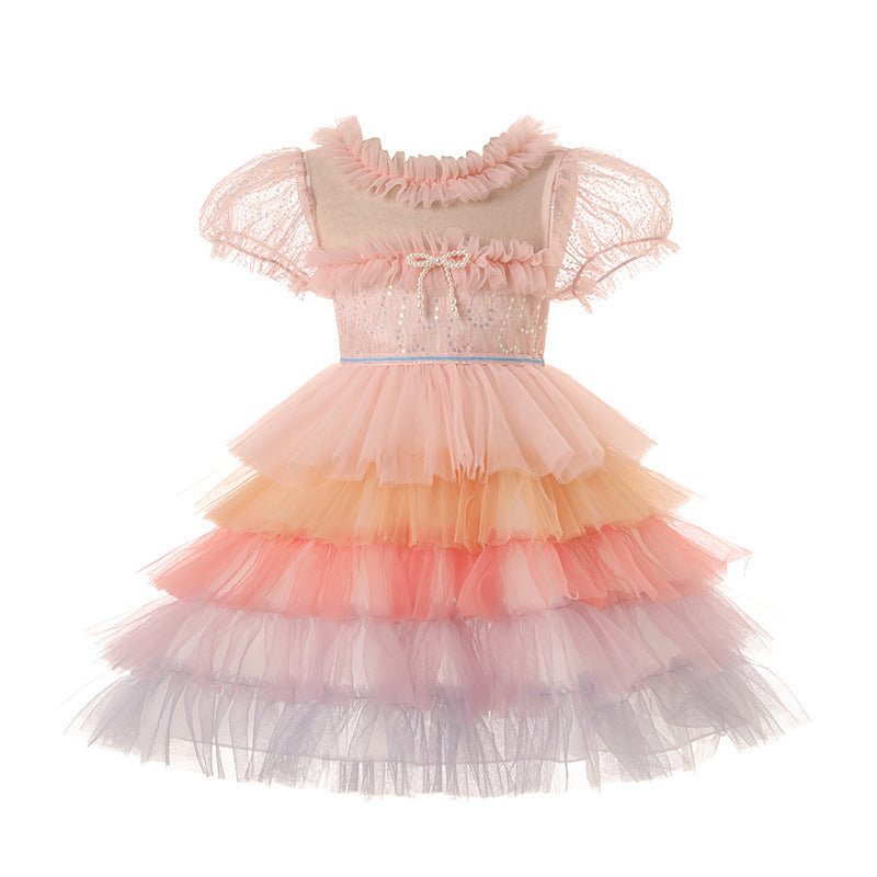 Vestido de Fiesta Infantil Tul Colores Lazo