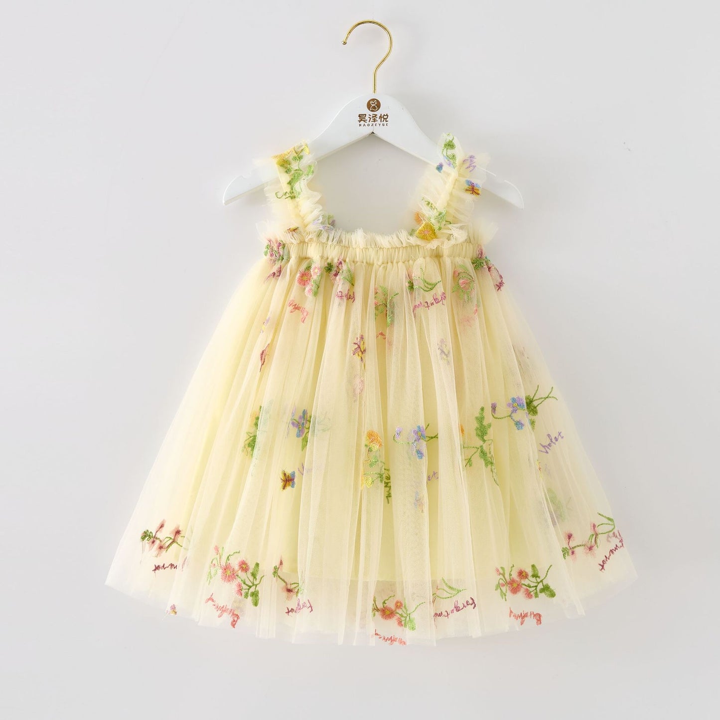 Vestido Infantil De Flores De Tul