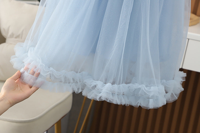 Vestido Infantil Azul Brillante