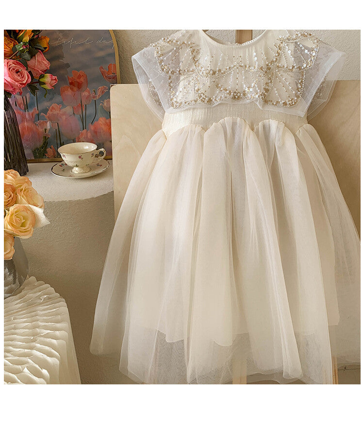 Vestido Infantil Con Cuello Brillante
