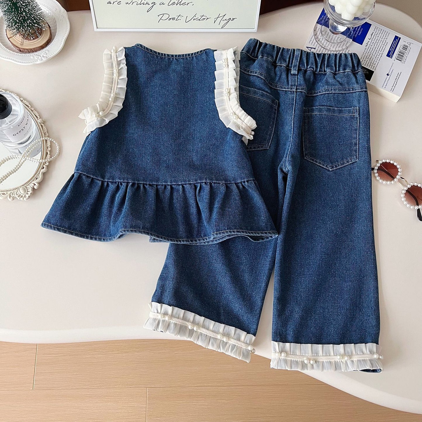 Conjunto Infantil Mujer Jeans y Perlas