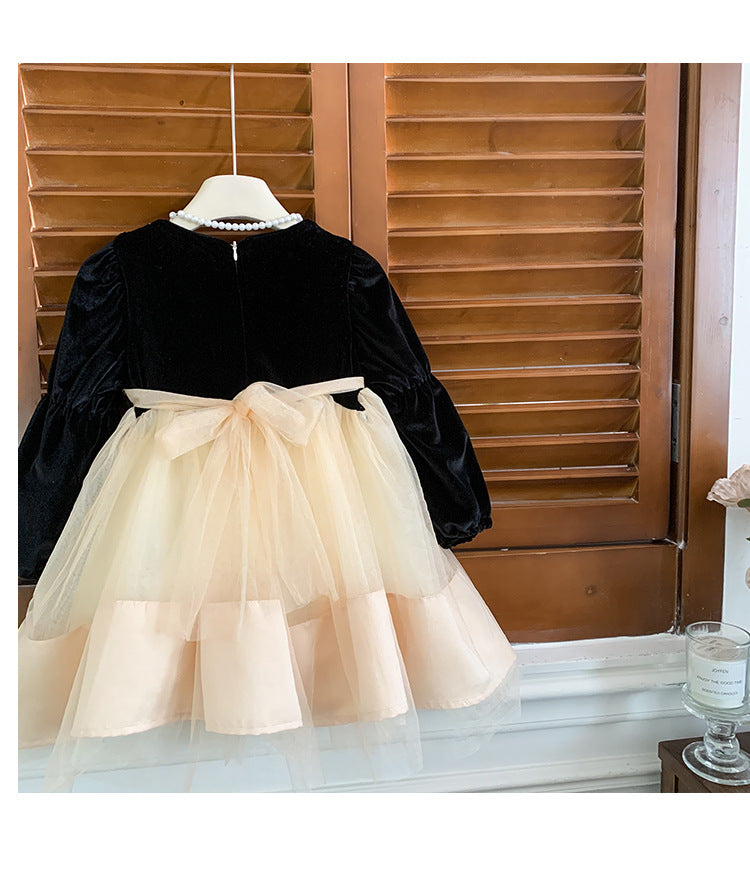 Vestido Infantil de Terciopelo y Brillo