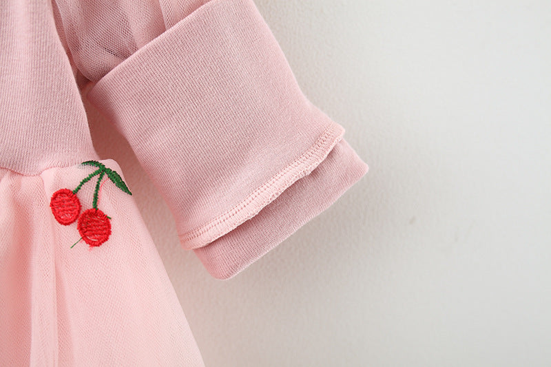 Vestido Infantil Cerejinhas Tule