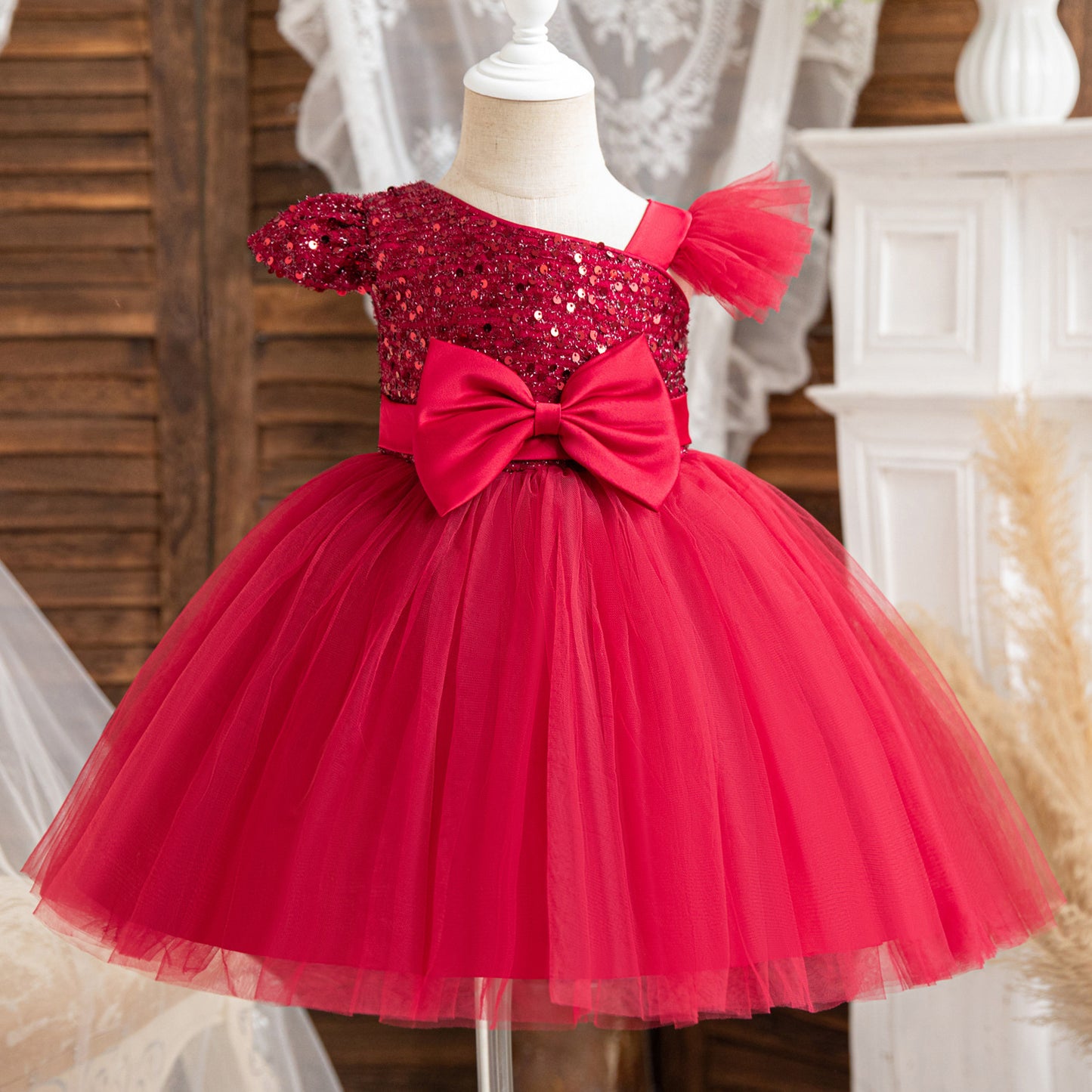 Vestido infantil con lazo Brillante Navideño