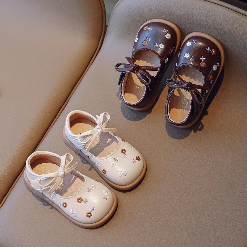 Zapato Infantil Mujer Lazo y Flores