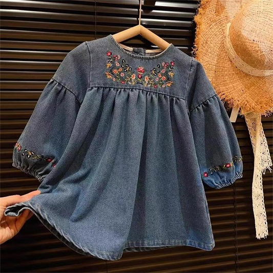 Vestido Jeans Floral Infantil