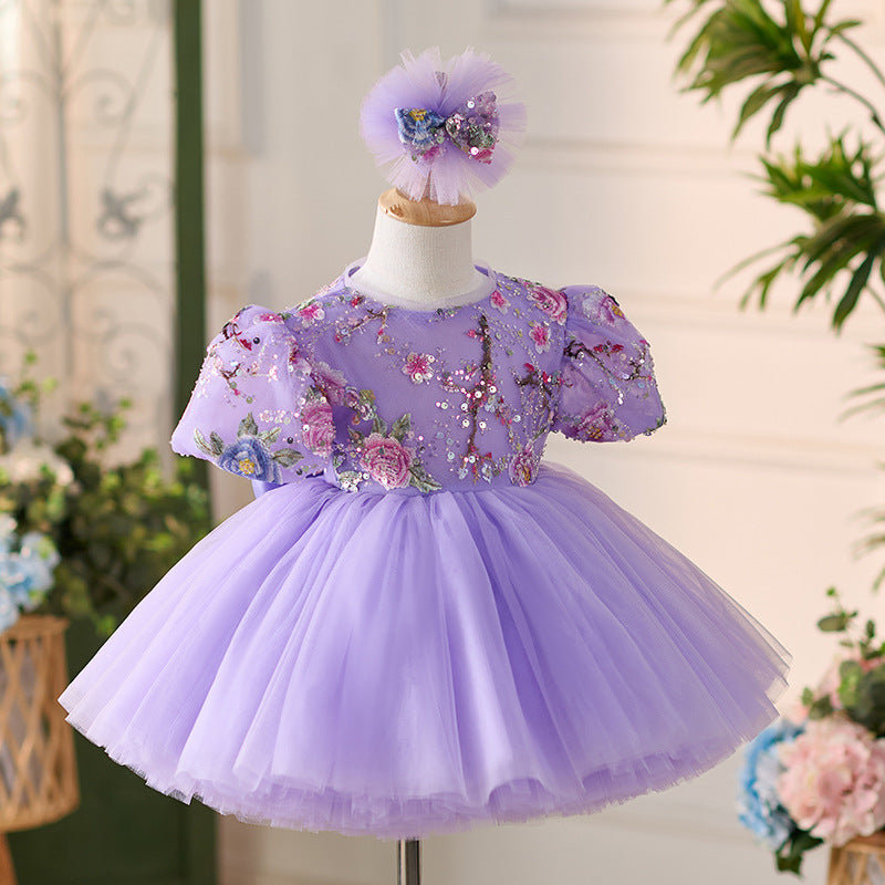 Vestido de Fiesta Infantil Morado Brillante