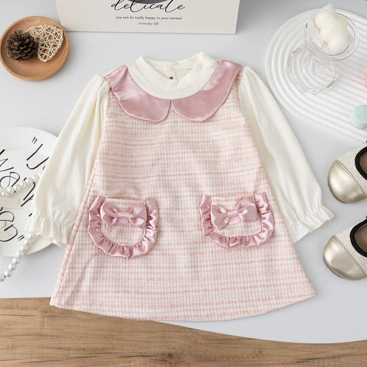 Vestido infantil de terciopelo con lazo