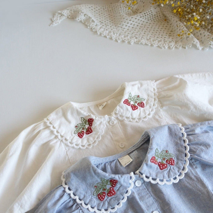 Camisa Infantil Mujer Cuello Fresa