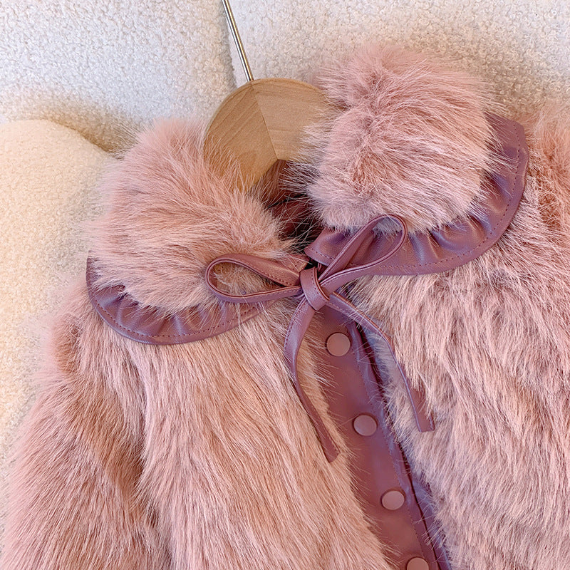 Abrigo de Piel Rosa para Niñas