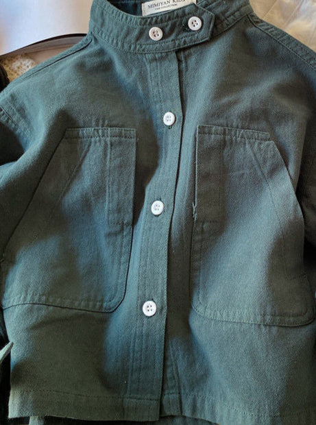 Camisa Infantil Moderna con Bolsillo y Botones