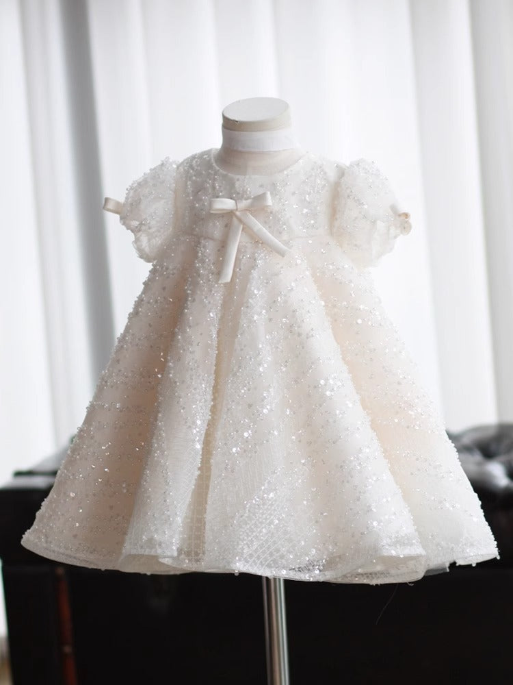 Vestido Infantil Con Lazo Brillante