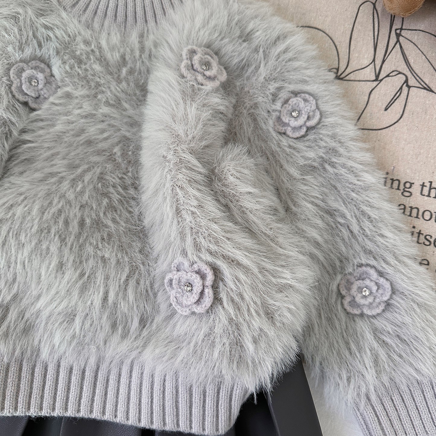 Conjunto de Pelo y Falda de Invierno para Mujer Infantil