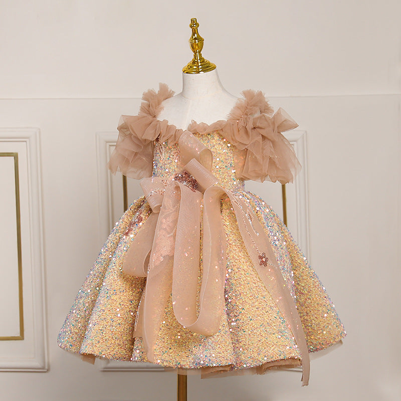 Vestido de Fiesta Infantil Con Lentejuelas Brillantes