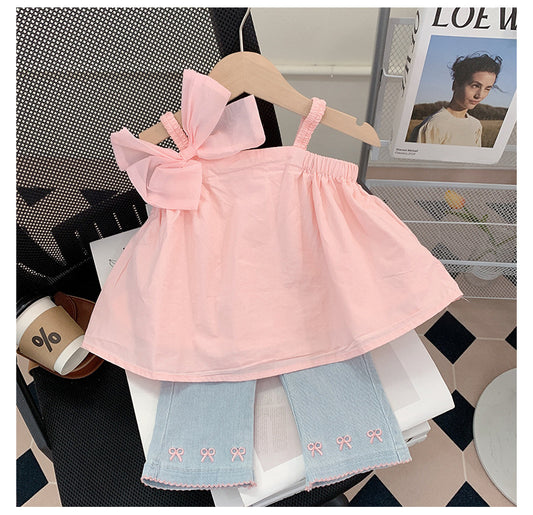 Conjunto de Lazo Rosa para Niña