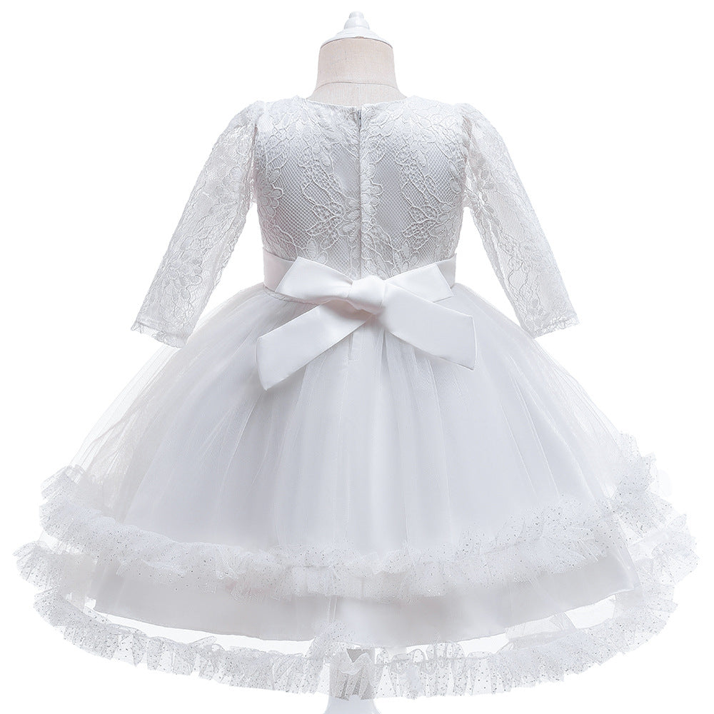 Vestido de fiesta de encaje y lazo