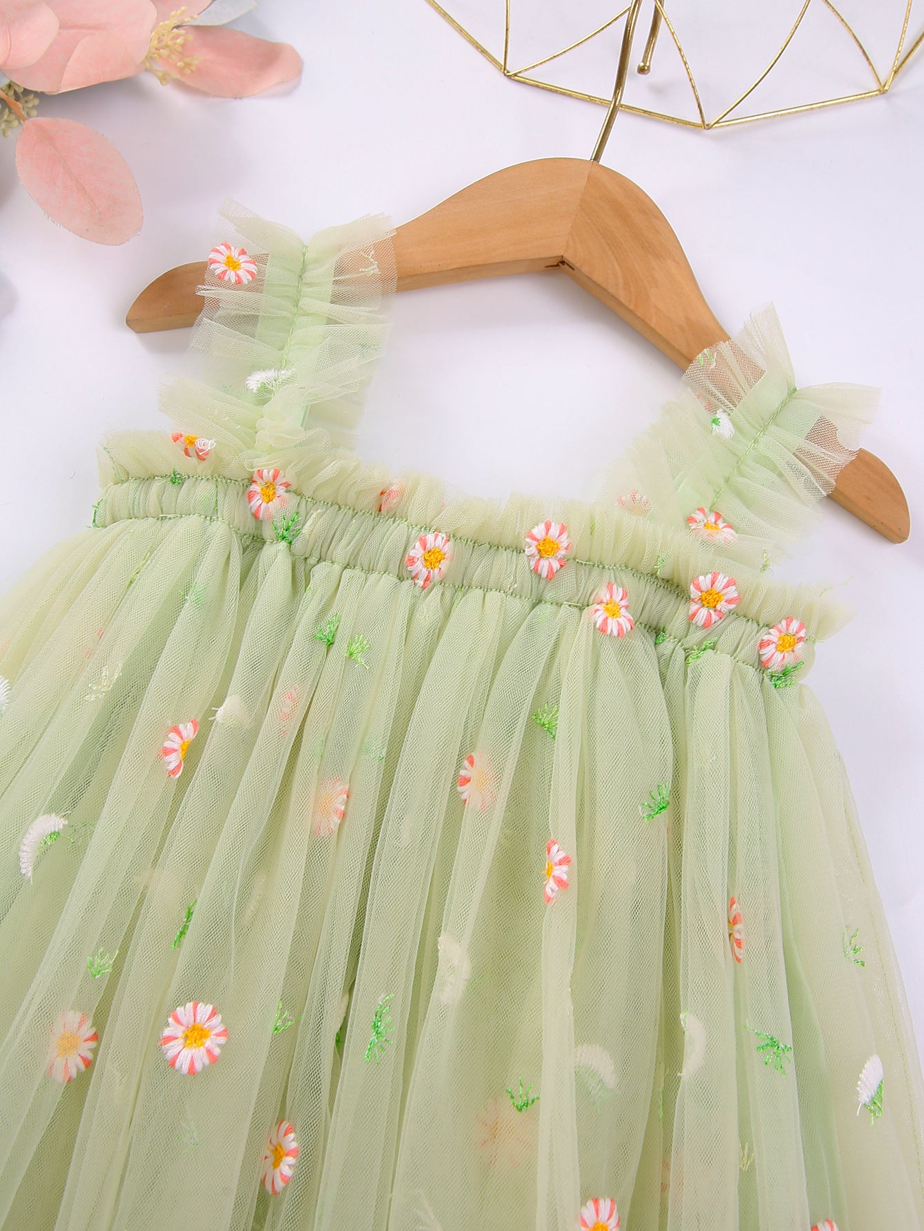 Vestido Infantil De Flores De Tul