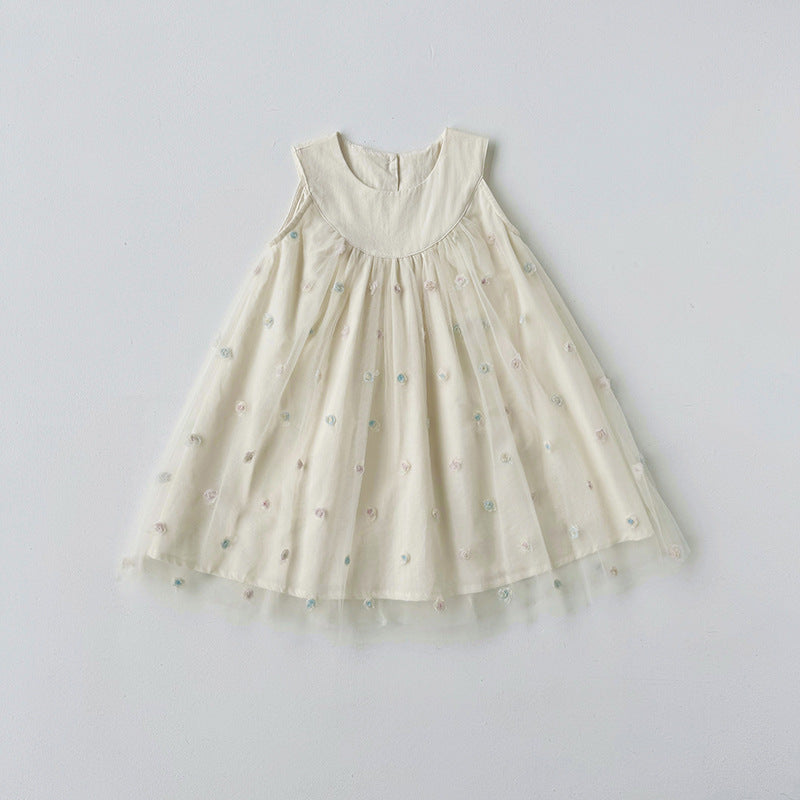 Vestido Infantil con Flores Bordadas