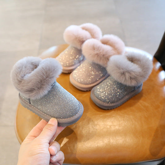 Botas infantiles con purpurina y pelo