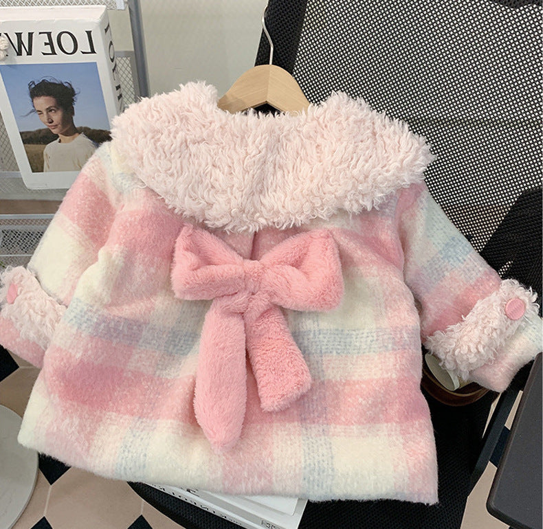 Abrigo de cuadros rosas para niña