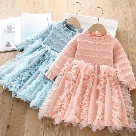 Vestido Infantil de Tul con Volantes