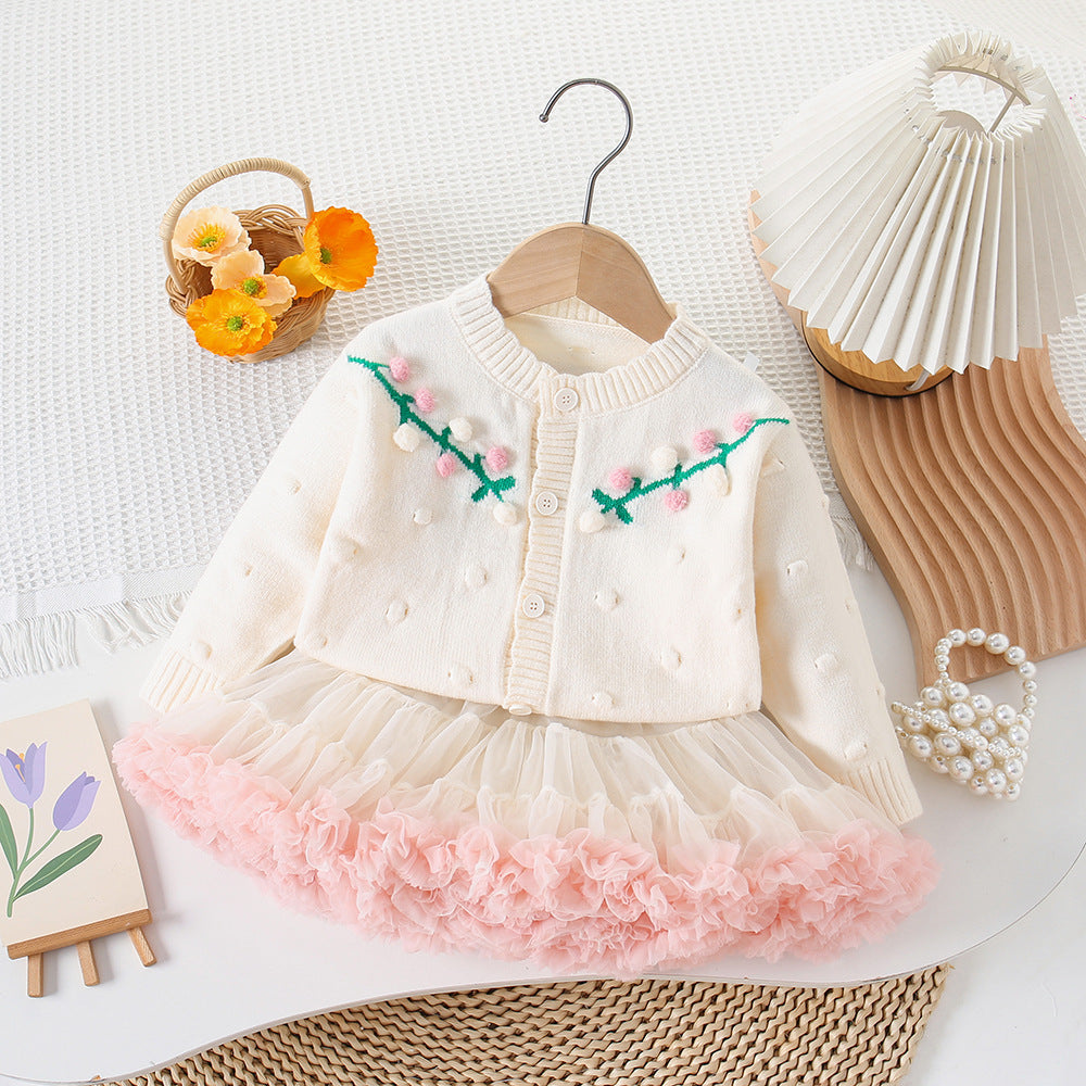 Conjunto de punto y tul para niña