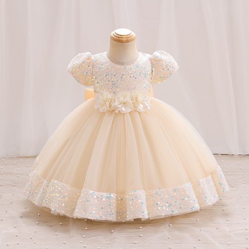 Vestido Infantil Flores Brillantes
