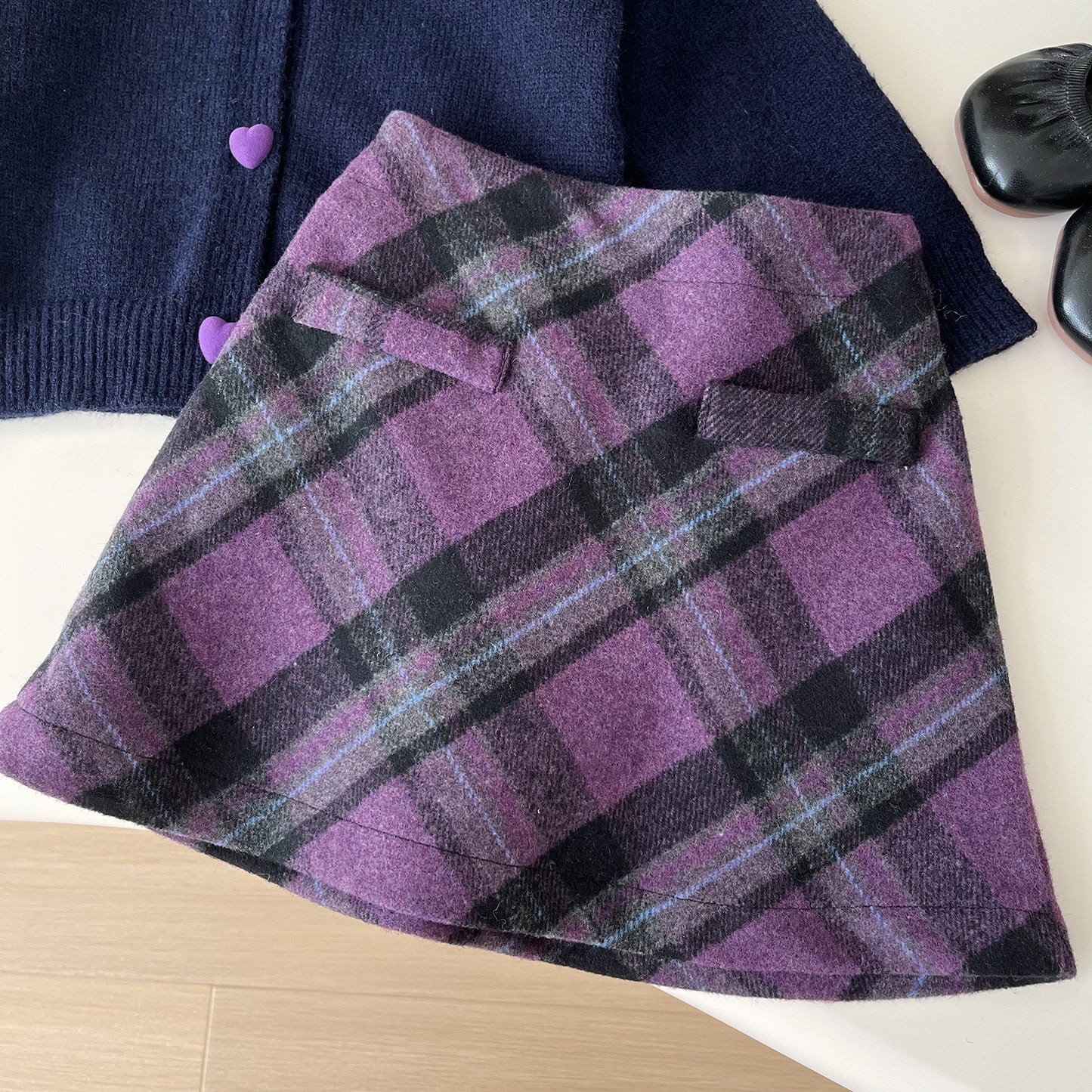Conjunto Infantil de Corazones a Cuadros para Niñas