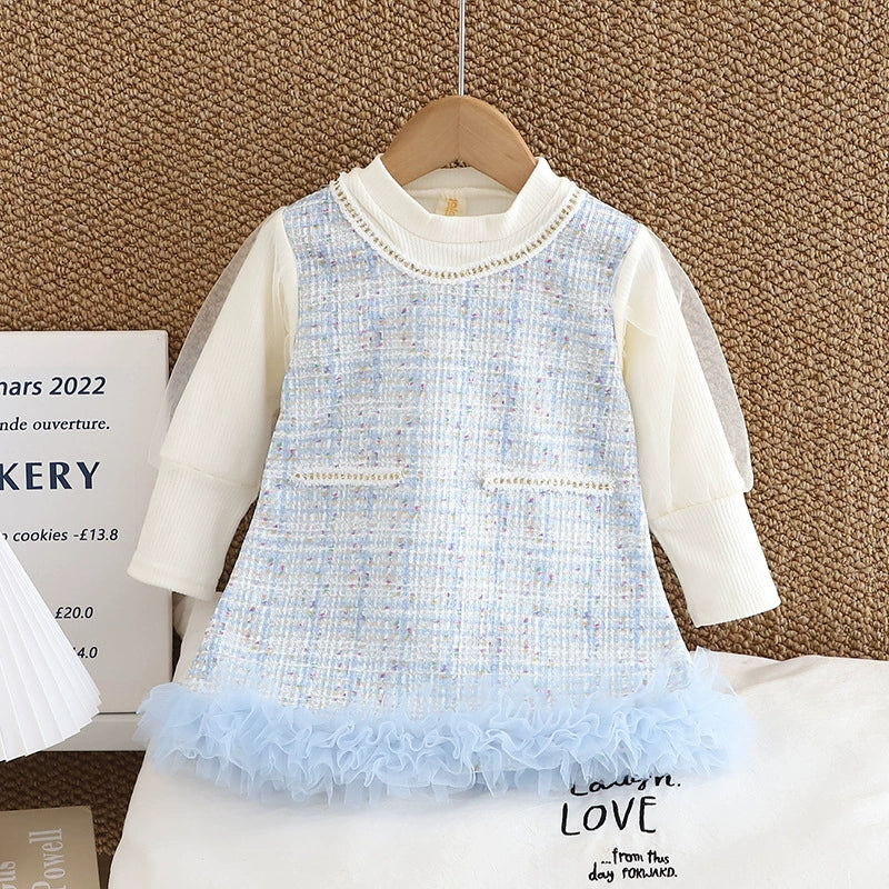 Vestido de tweed de invierno para niños