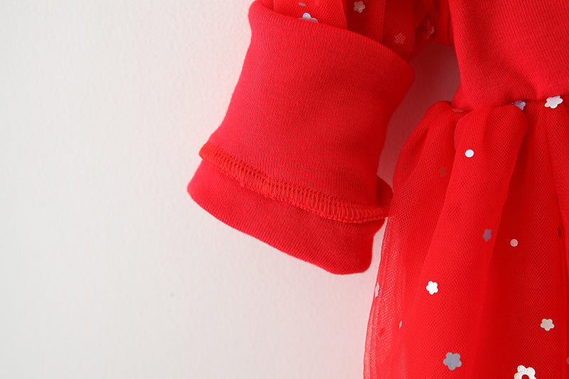 Vestido Infantil Rojo con Flores