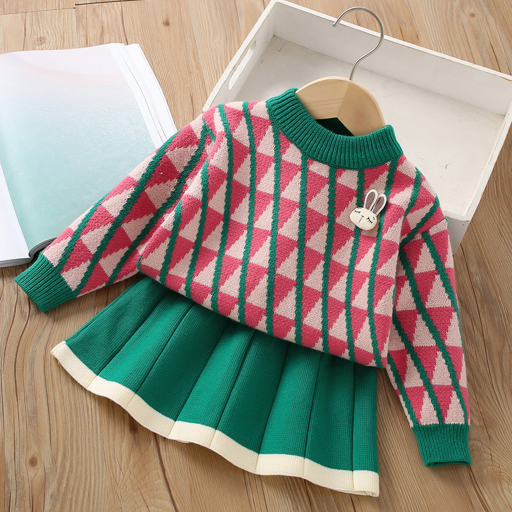 Conjunto de conejito de punto para mujer y niño.