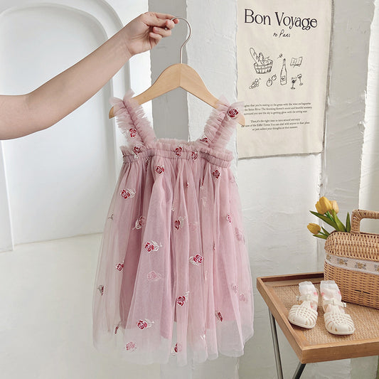 Vestido infantil de tul con pequeñas flores