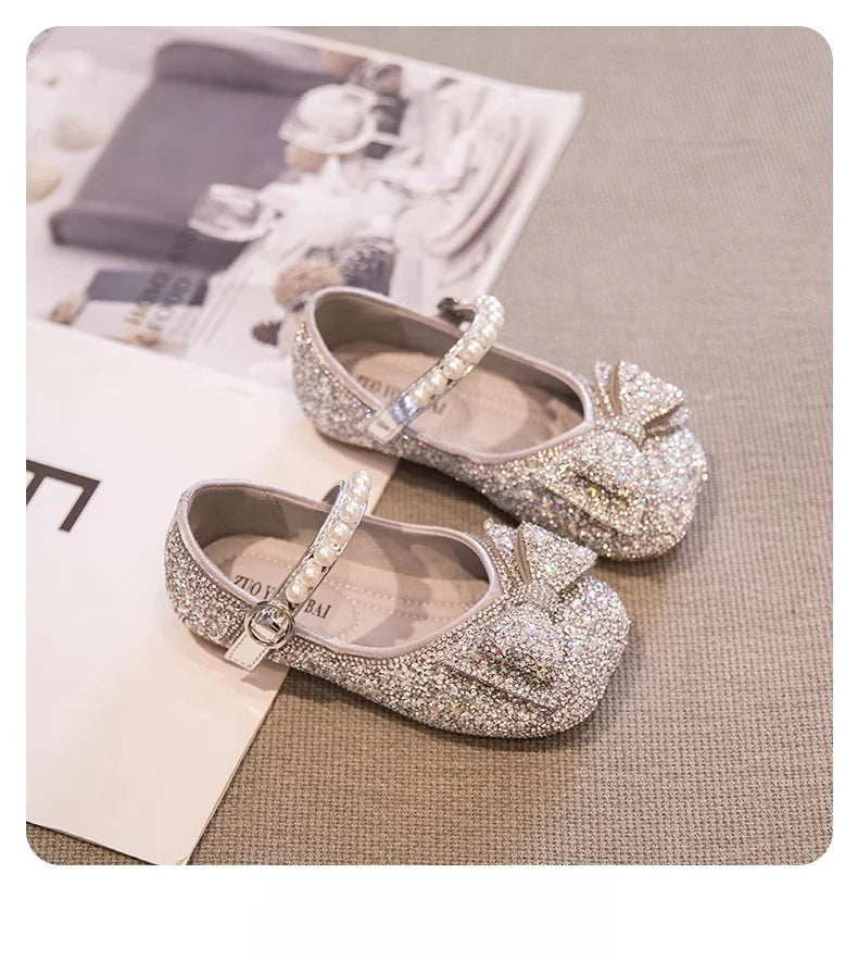 Zapatos Infantiles Brillantes y Perlas