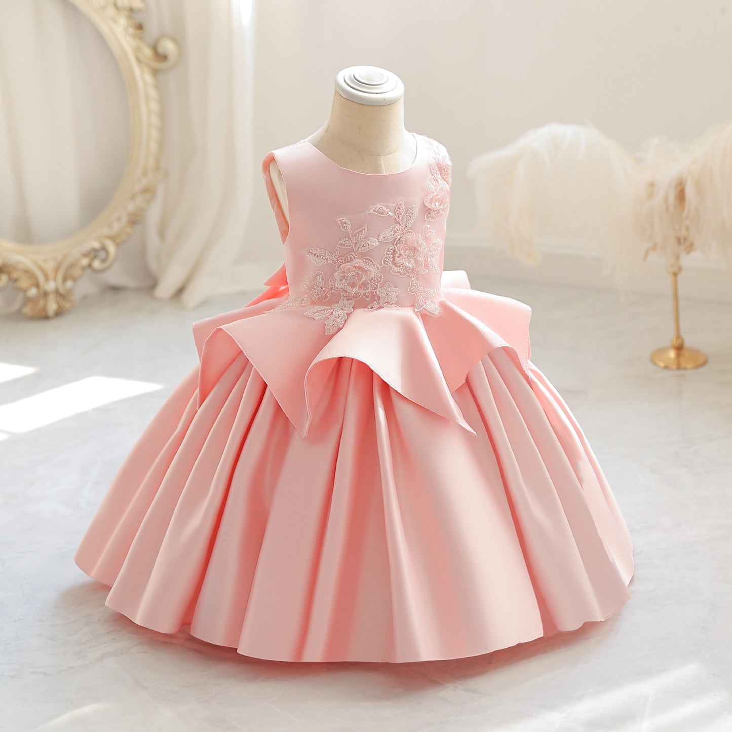 Vestido de Fiesta Infantil Flores Brillantes