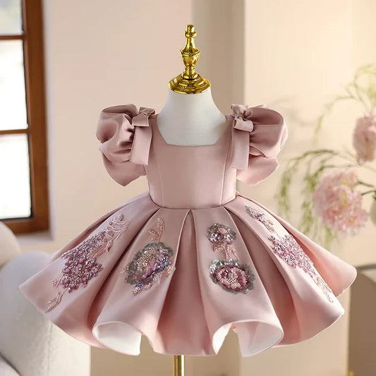 Vestido Infantil de Fiesta con Rosas