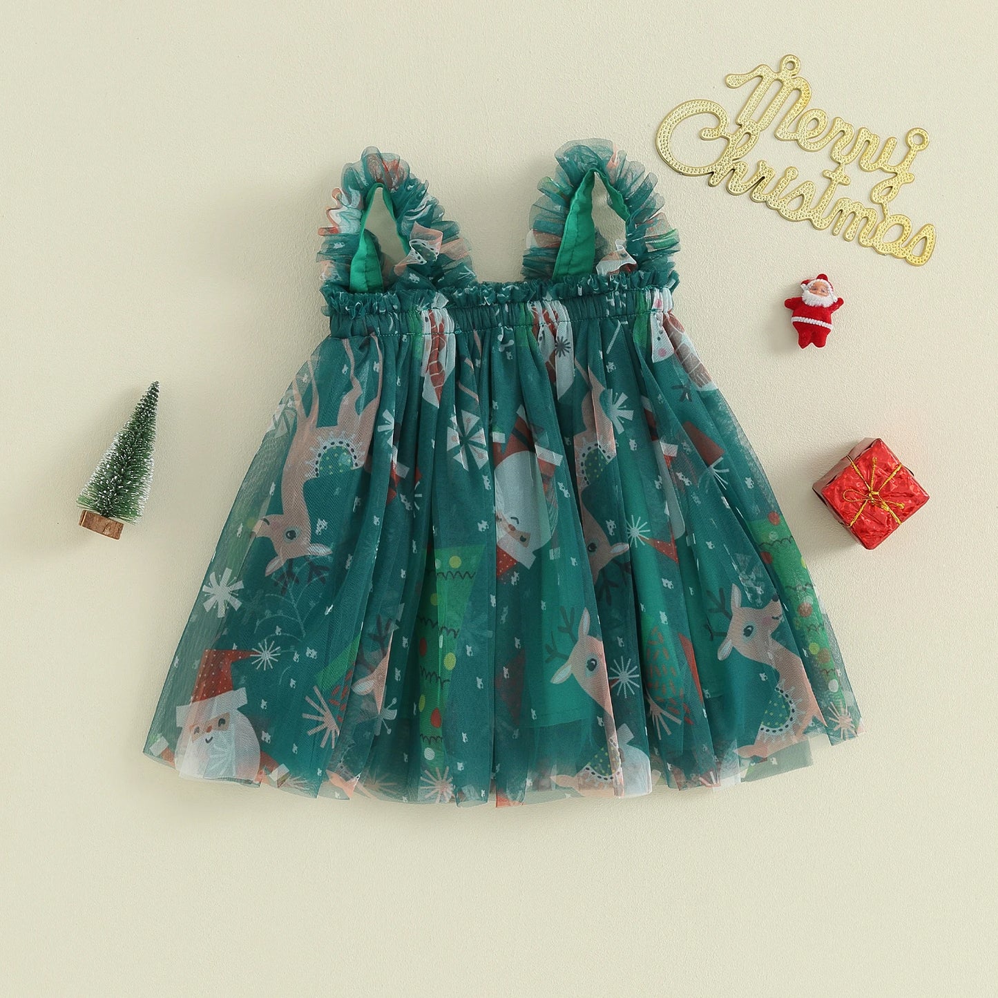 Vestido Infantil de Tul Navideño
