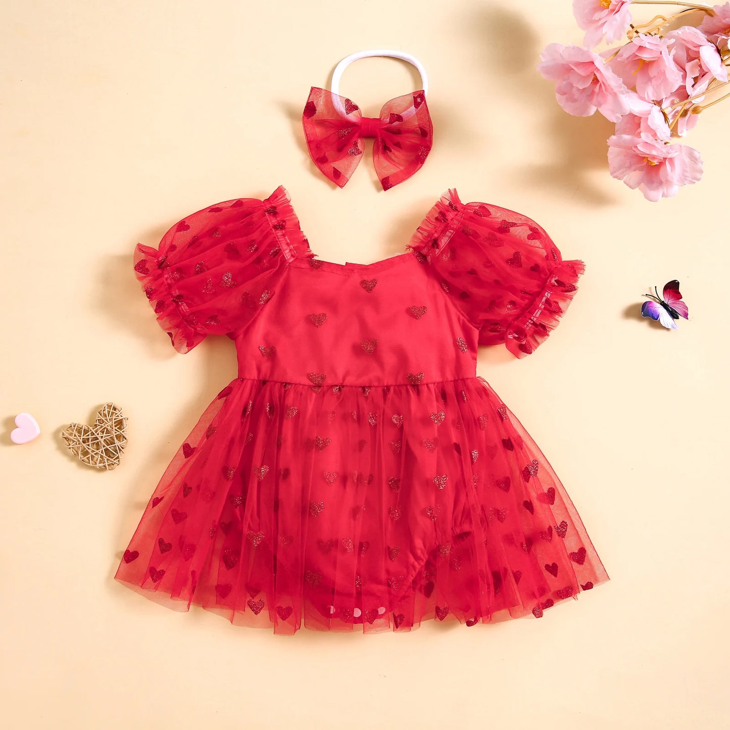 Body Infantil Corazones + Lazo