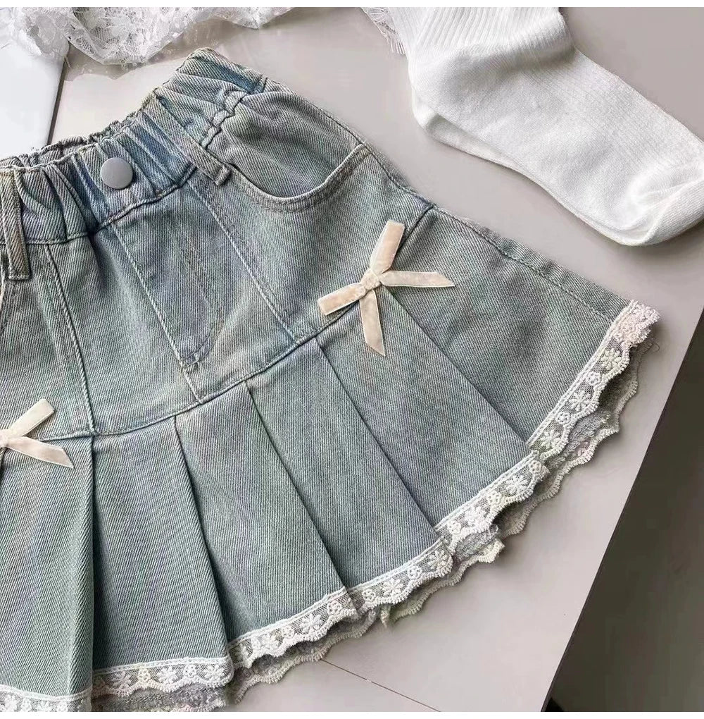 Falda Infantil  Jeans Lazos