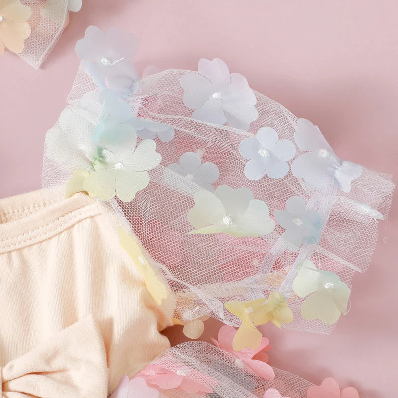 Body Infantil Tul Floral + Lazo