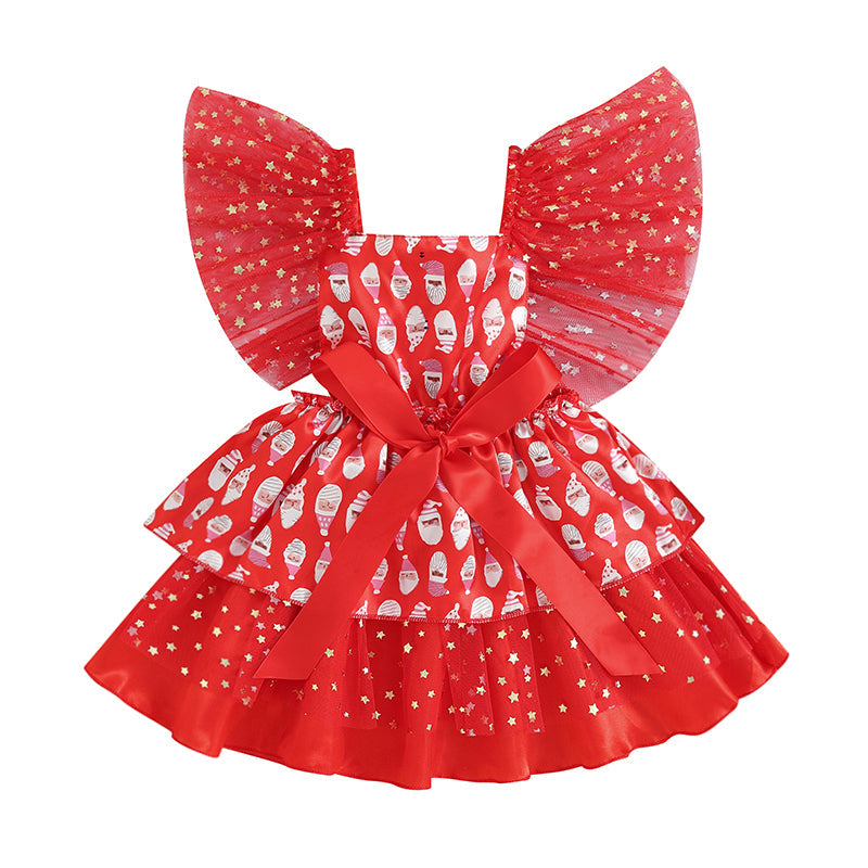 Vestido Infantil Navidad Tul Estrellas