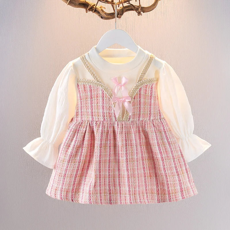 Vestido Infantil De Encaje Tweed