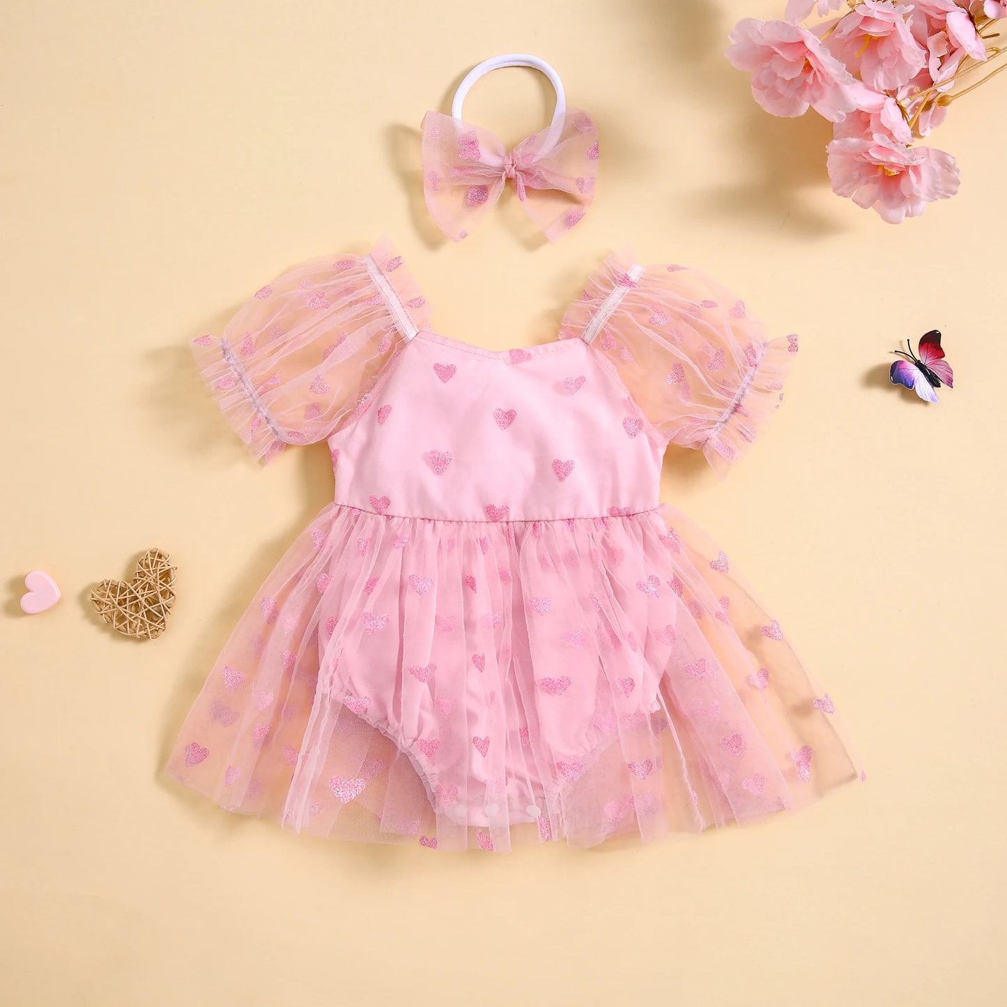 Body Infantil Corazones + Lazo