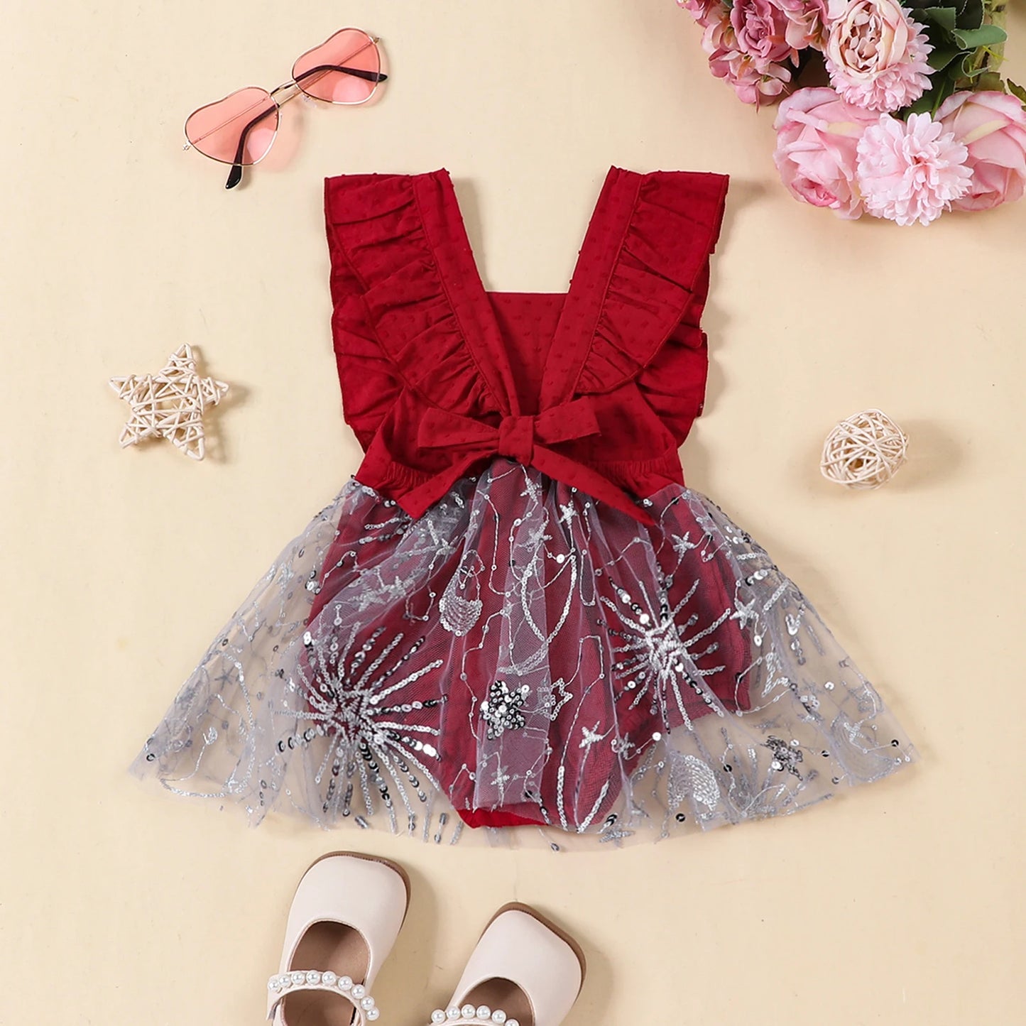 Body Navideño Infantil de Tul y lazo