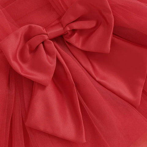 Vestido Navideño Infantil de Tul y Lazo