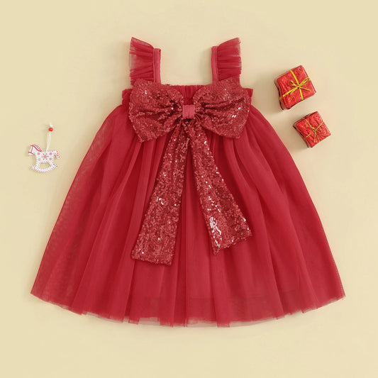 Vestido Infantil de Tirantes de Tul Navideño
