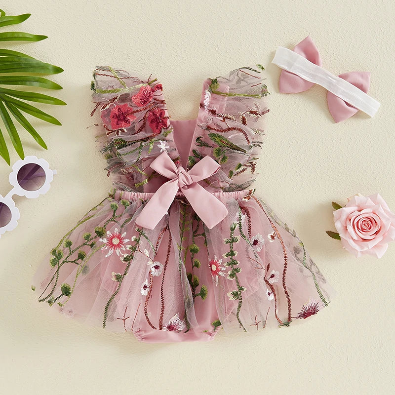 Vestido Infantil con Bordado Floral.