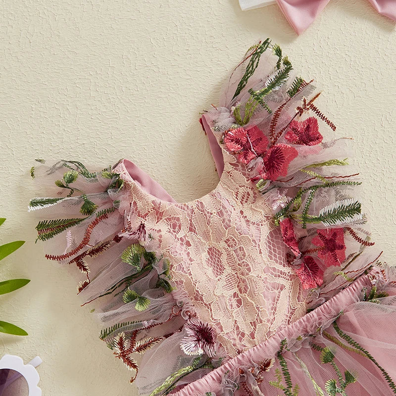 Vestido Infantil con Bordado Floral.