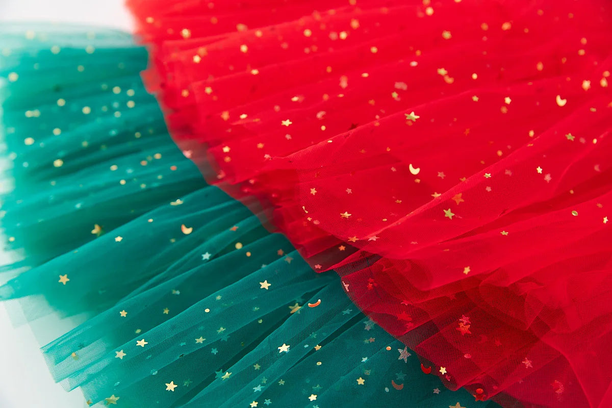 Vestido Infantil de Tul Navideño