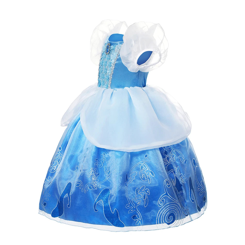 Vestido de fiesta de princesa azul para niñas