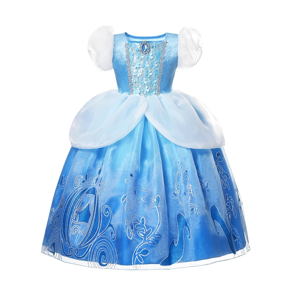 Vestido de fiesta de princesa azul para niñas